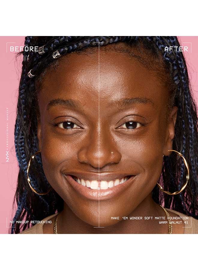 NYX PROFESSIONAL MAKEUP Make 'EM Wonder, 24H Soft Matte Foundation, Undetectable  Finish, Warm Walnut - Image 3